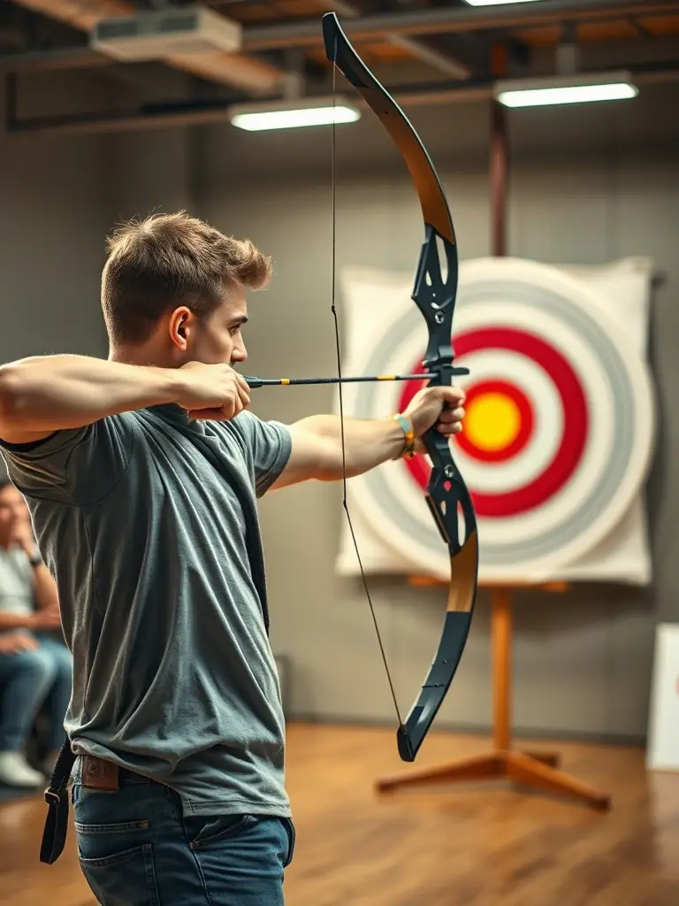 An image of an archer hitting a bullseye target during a competition, highlighting the potential for skill development and achievement at LA FLECHE DE LA SUMENE.
